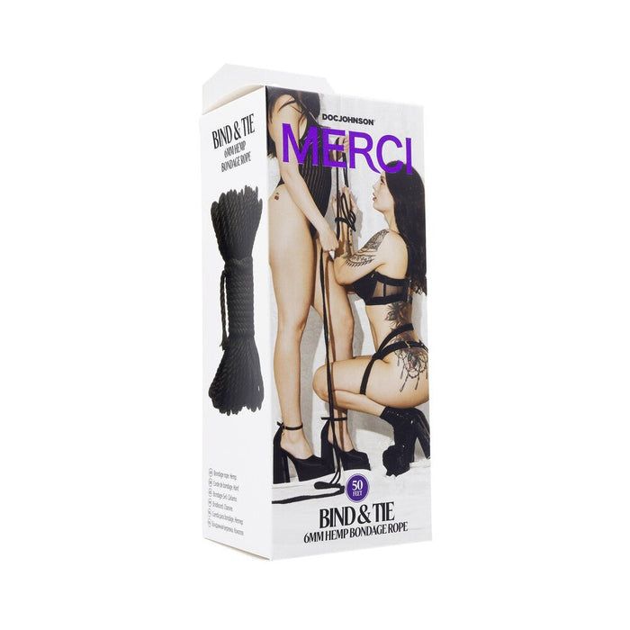 Merci Bind&tie 6mm Hemp Bondage Rope 50ft Black - SexToy.com