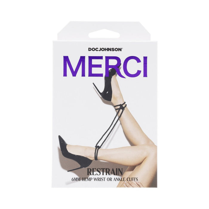 Merci Bind&tie 6mm Hemp Wrist/ankle Cuffs Black - SexToy.com