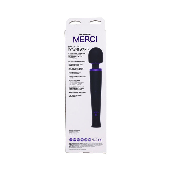 Merci Rechargeable Power Wand Ultra - powerful Silicone Wand Massager Black Violet - SexToy.com