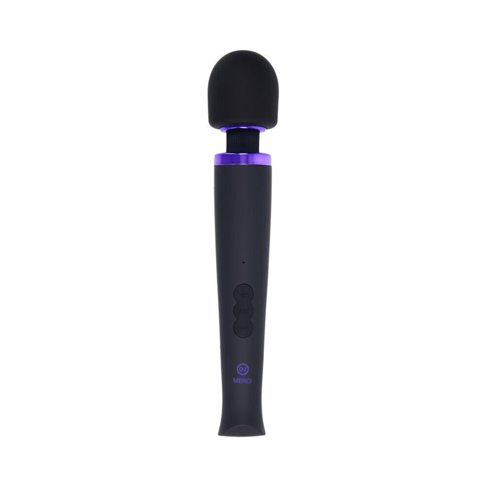 Merci Rechargeable Power Wand Ultra - powerful Silicone Wand Massager Black Violet - SexToy.com