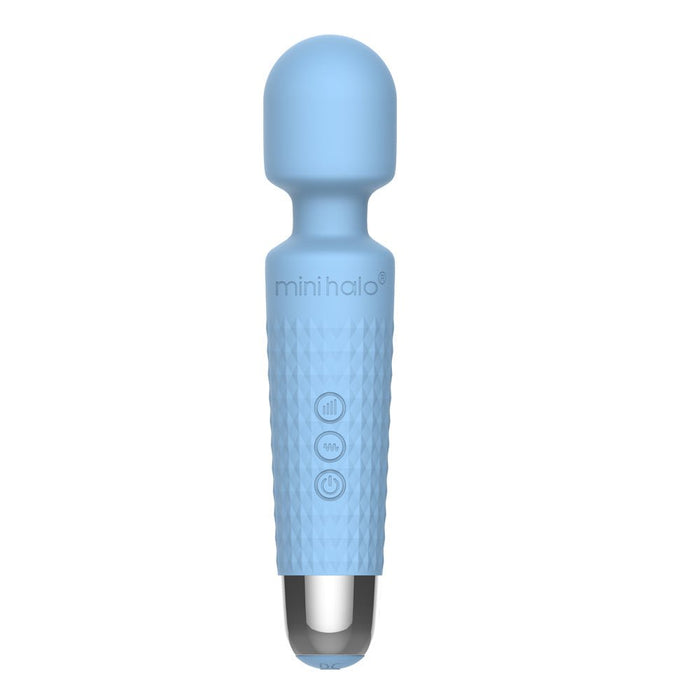 Mini Halo Wireless Wand 20x Silicone Powder Blue - SexToy.com