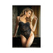 Moonlight Cage Lace Push Up Teddy With Snap Closure L/xl Black - SexToy.com