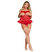 MS Marabou Baby Doll Set Red S/M - SexToy.com