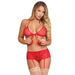 MS Marabou Bra, Garter Skirt &G Set Red - SexToy.com