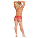 MS Marabou Bra, Garter Skirt &G Set Red - SexToy.com