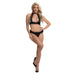 MS Ruffled Bra&Split Crotch Thong Blk S/ - SexToy.com