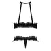 MS Ruffled Bra&Split Crotch Thong Blk S/ - SexToy.com