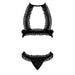 MS Ruffled Bra&Split Crotch Thong Blk S/ - SexToy.com