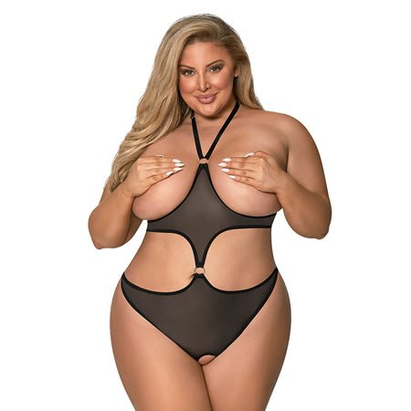 MS Sassy Cupless&Crotchless Teddy Blk Q - SexToy.com