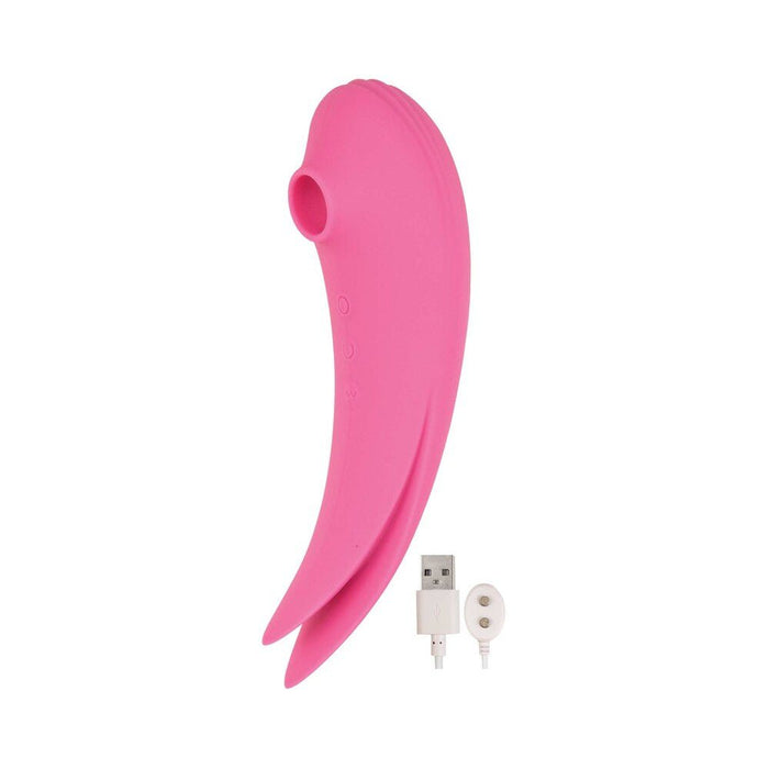 Nasstoys Mystique Suction Vibe Rechargeable Dual Ended Silicone Vibrator Pink - SexToy.com