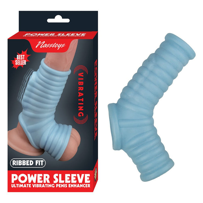 Nasstoys Power Sleeve Ribbed Fit Vibrating Penis Enhancer Blue - SexToy.com