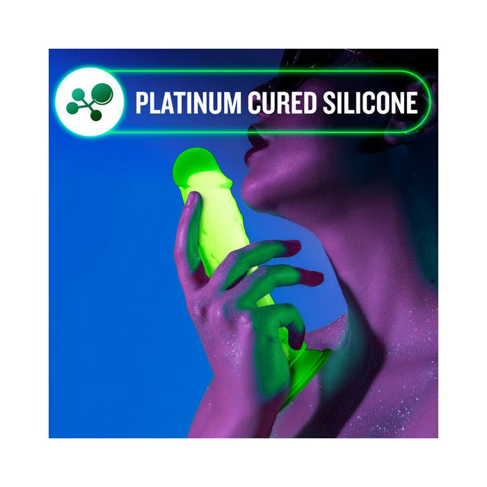 Neo Elite Glow In The Dark Viper 7.5 In Silicone Dual Density Dildo W/ Balls Neon Green - SexToy.com