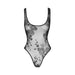 Noir Handmade Tulle Bodysuit With Patterned Flock Embroidery - SexToy.com