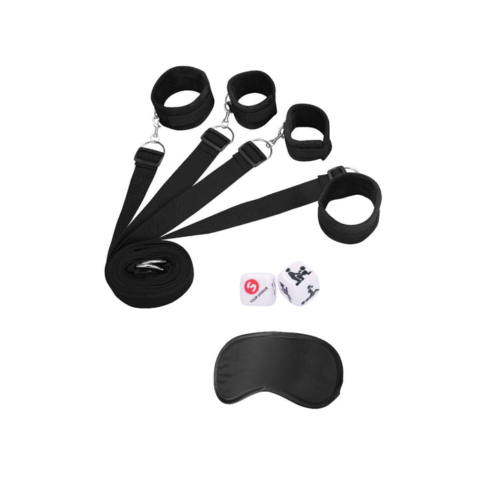 Ouch! Black & White Bed Bindings Restraint System Black - SexToy.com