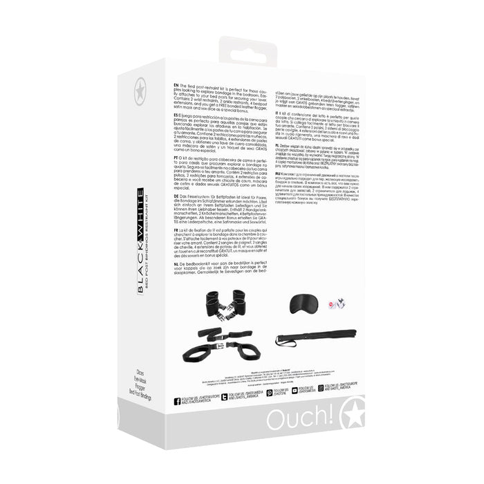 Ouch! Black & White Bed Post Bindings Restraint Kit Black - SexToy.com