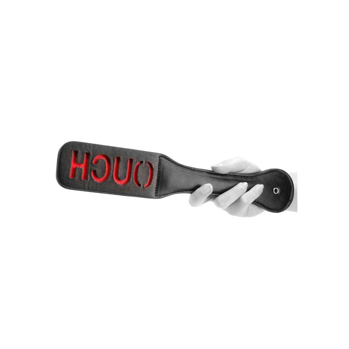 Ouch! Black & White Bonded Leather Paddle Ouch Black - SexToy.com