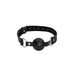 Ouch! Black & White Breathable Ball Gag With Bonded Leather Straps Black - SexToy.com