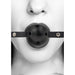 Ouch! Black & White Breathable Ball Gag With Bonded Leather Straps Black - SexToy.com