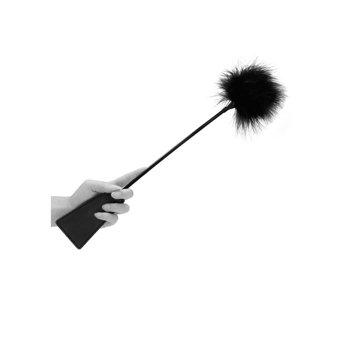 Ouch! Black & White Crop With Feather Tickler Black - SexToy.com