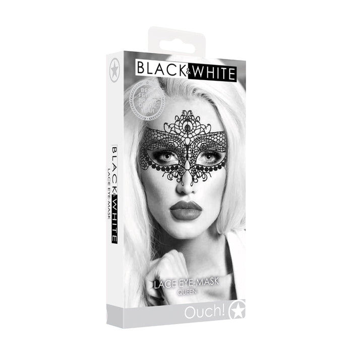 Ouch! Black & White Lace Eye Mask Queen Black - SexToy.com