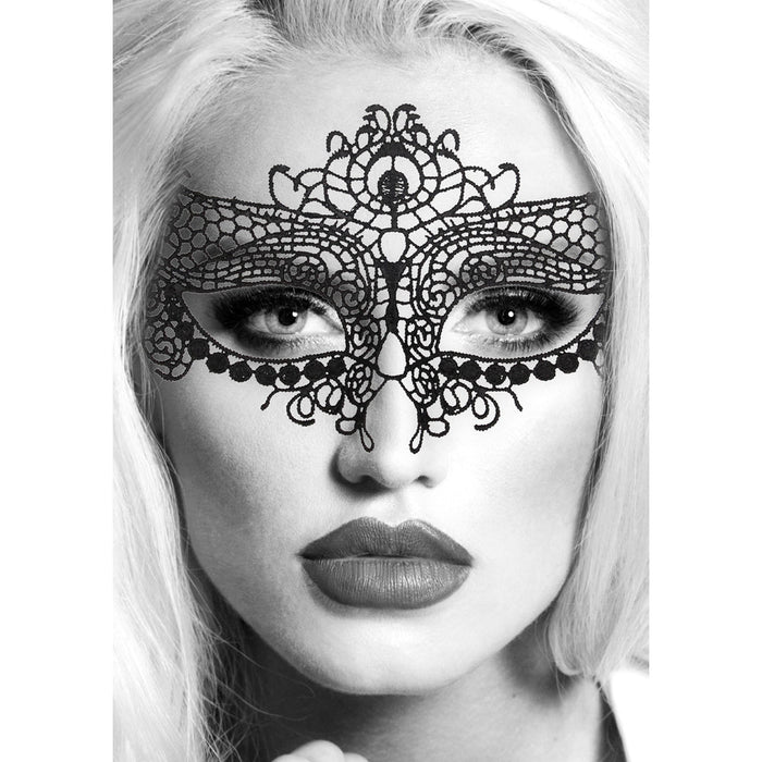 Ouch! Black & White Lace Eye Mask Queen Black - SexToy.com