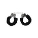 Ouch! Black & White Pleasure Furry Handcuffs With Quick - release Button - SexToy.com