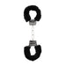 Ouch! Black & White Pleasure Furry Handcuffs With Quick - release Button - SexToy.com