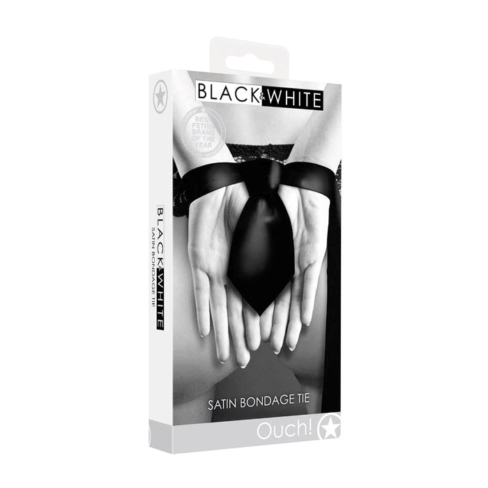 Ouch! Black & White Satin Bondage Tie Black - SexToy.com