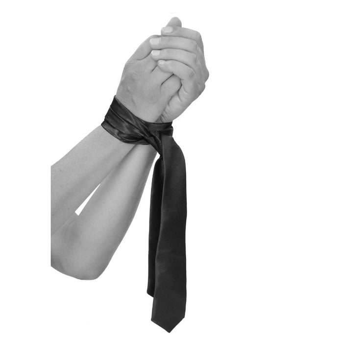 Ouch! Black & White Satin Bondage Tie Black - SexToy.com