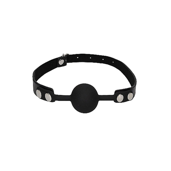 Ouch! Black & White Silicone Ball Gag With Adjustable Bonded Leather Straps Black - SexToy.com