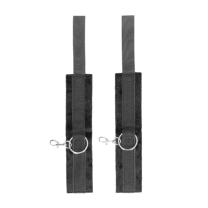 Ouch! Black & White Velcro Hand Or Ankle Cuffs With Adjustable Straps Black - SexToy.com