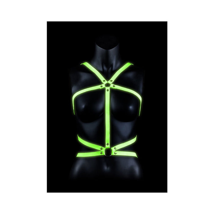 Ouch! Glow Body Harness - Glow In The Dark - Green - S/m - SexToy.com