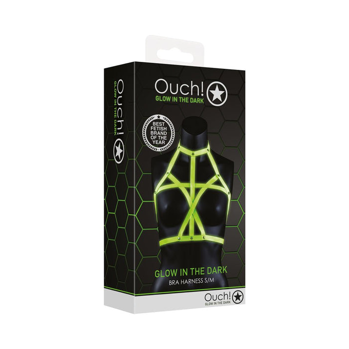 Ouch! Glow Bra Harness - Glow In The Dark - Green - L/xl - SexToy.com