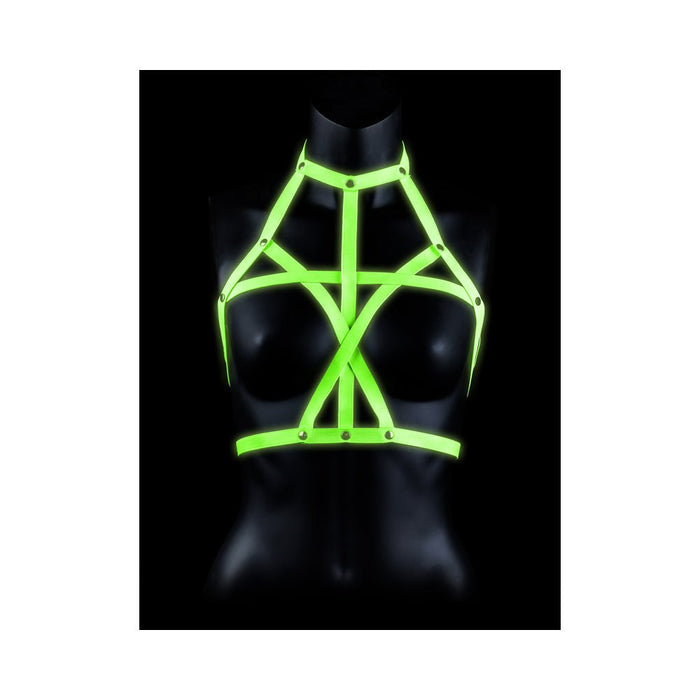 Ouch! Glow Bra Harness - Glow In The Dark - Green - L/xl - SexToy.com