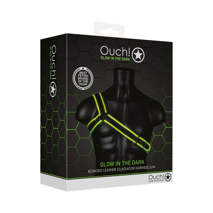 Ouch! Glow Gladiator Harness - Glow In The Dark - Green - S/m - SexToy.com