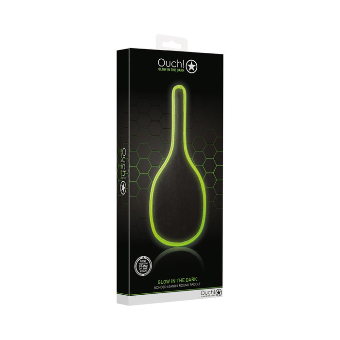 Ouch! Glow Round Paddle - Glow In The Dark - Green - SexToy.com