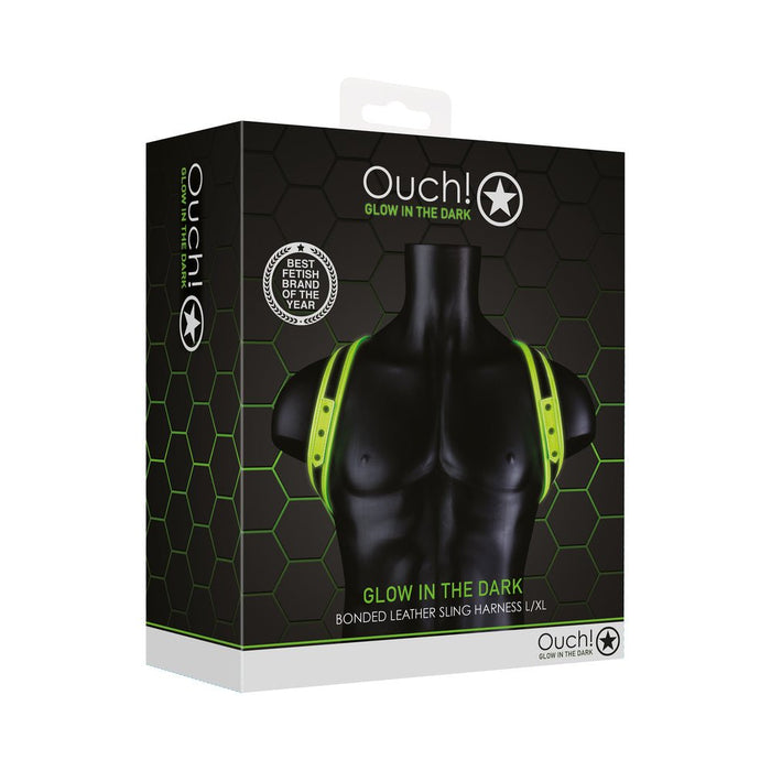 Ouch! Glow Sling Harness - Glow In The Dark - Green - L/xl - SexToy.com