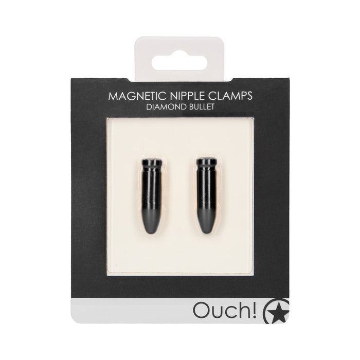 Ouch Magnetic Nipple Clamps - Diamond Bullet - Black - SexToy.com