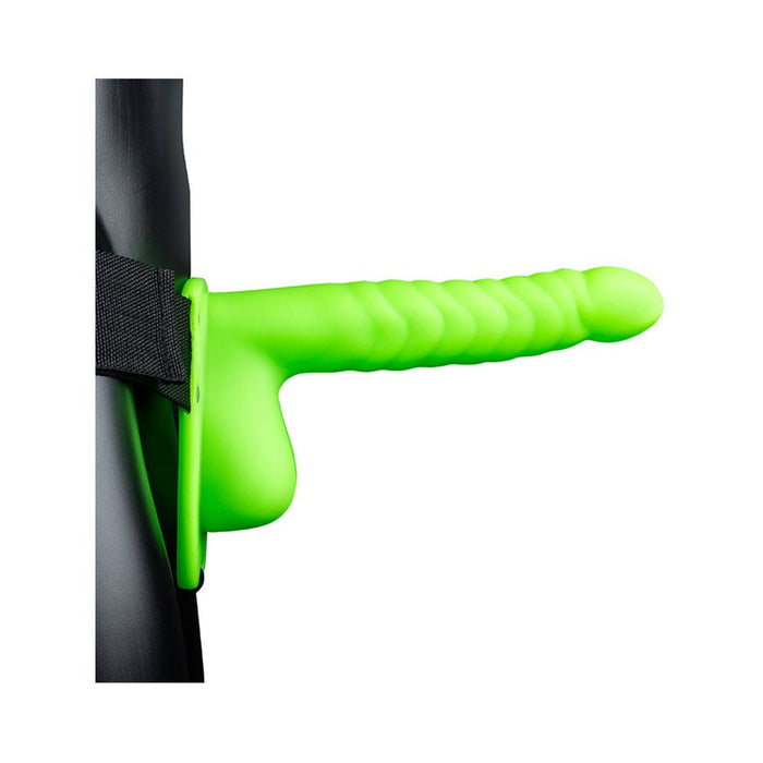 Ouch! Ribbed Hollow Strap - on With Balls 8 In. G.i.t.d. - SexToy.com