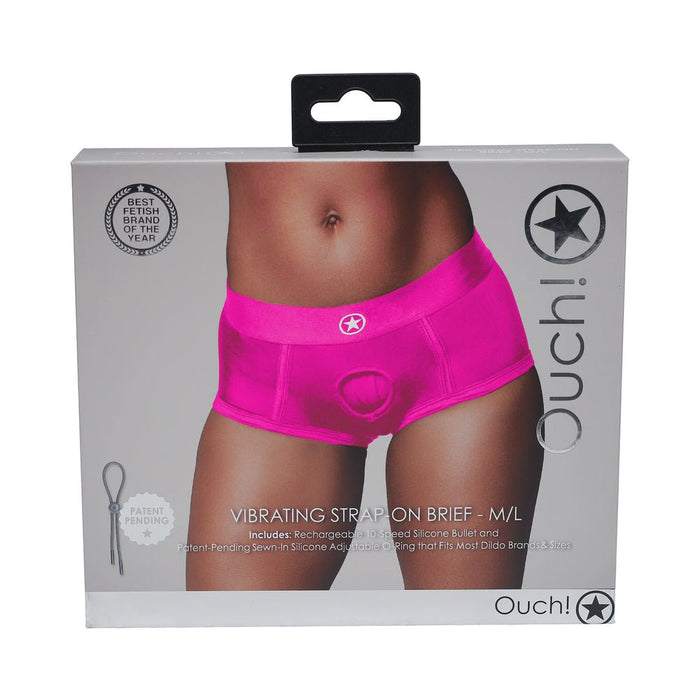 Ouch! Vibrating Strap - on Brief Pink M/l - SexToy.com