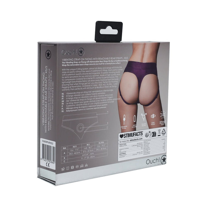 Ouch! Vibrating Strap - on Thong With Removable Butt Straps Purple Xs/s - SexToy.com