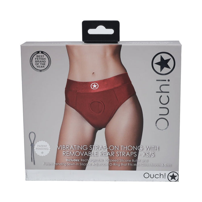 Ouch! Vibrating Strap - on Thong With Removable Butt Straps Red Xs/s - SexToy.com