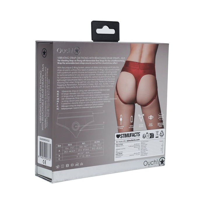 Ouch! Vibrating Strap - on Thong With Removable Butt Straps Red Xs/s - SexToy.com