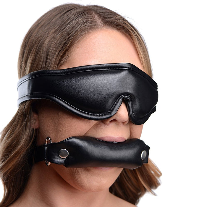 Padded Blindfold And Gag Set Black - SexToy.com