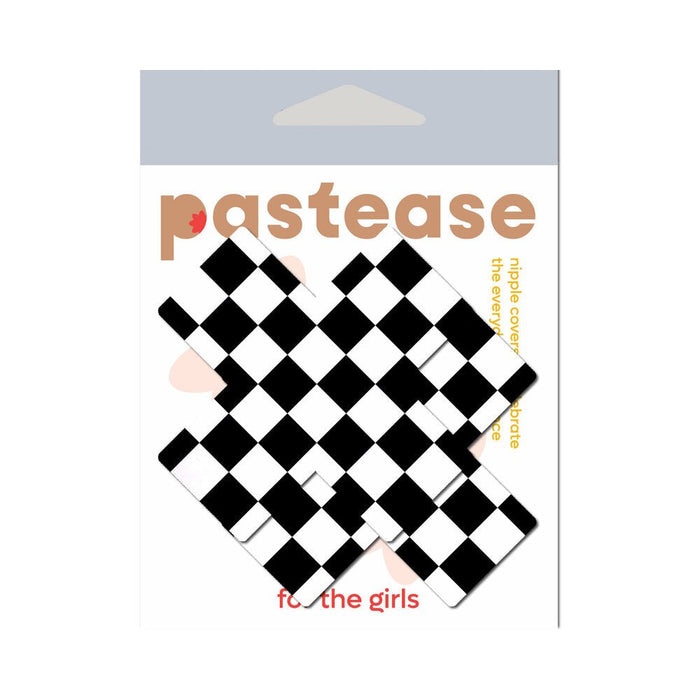 Pastease Checker Cross X Black White Pasties O/S - SexToy.com