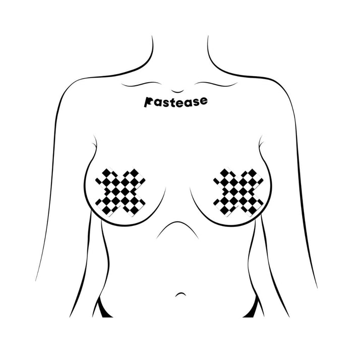 Pastease Checker Cross X Black White Pasties O/S - SexToy.com