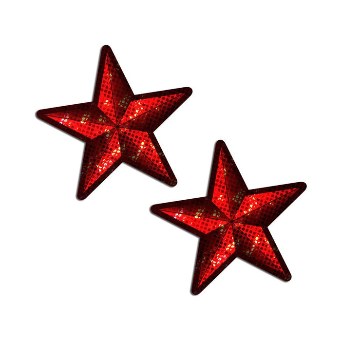 Pastease Nautical Star: Diamond Thom Red Disco Sailor Star Nipple Pasties - SexToy.com