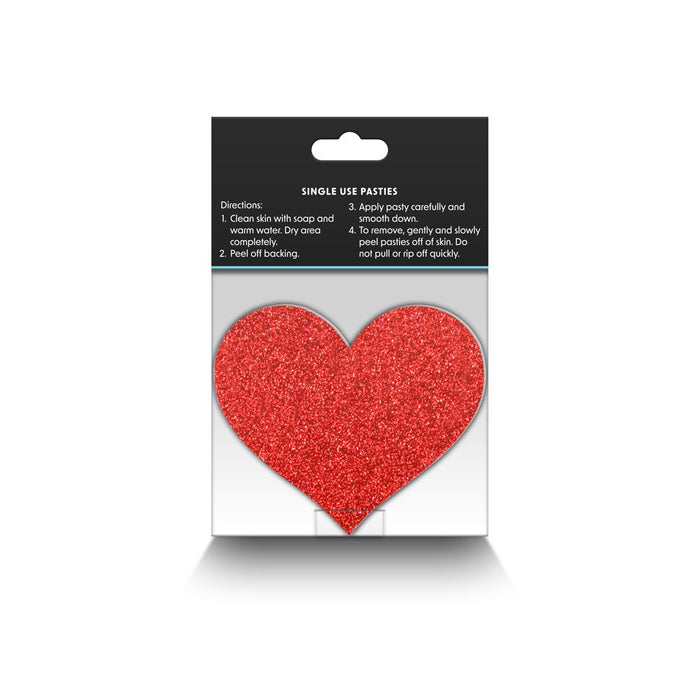 Pretty Pasties Glitter Hearts Red/silver 2 Pair - SexToy.com