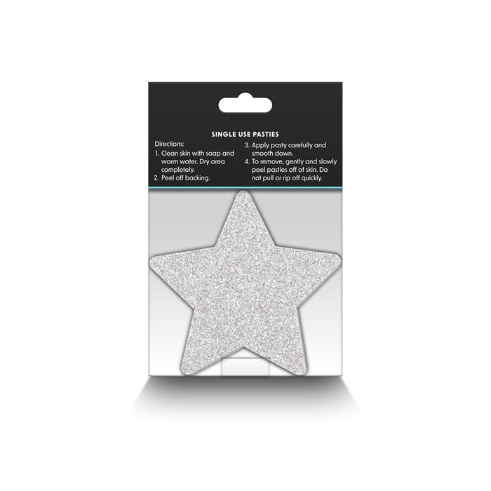 Pretty Pasties Glitter Stars Red/silver 2 Pair - SexToy.com