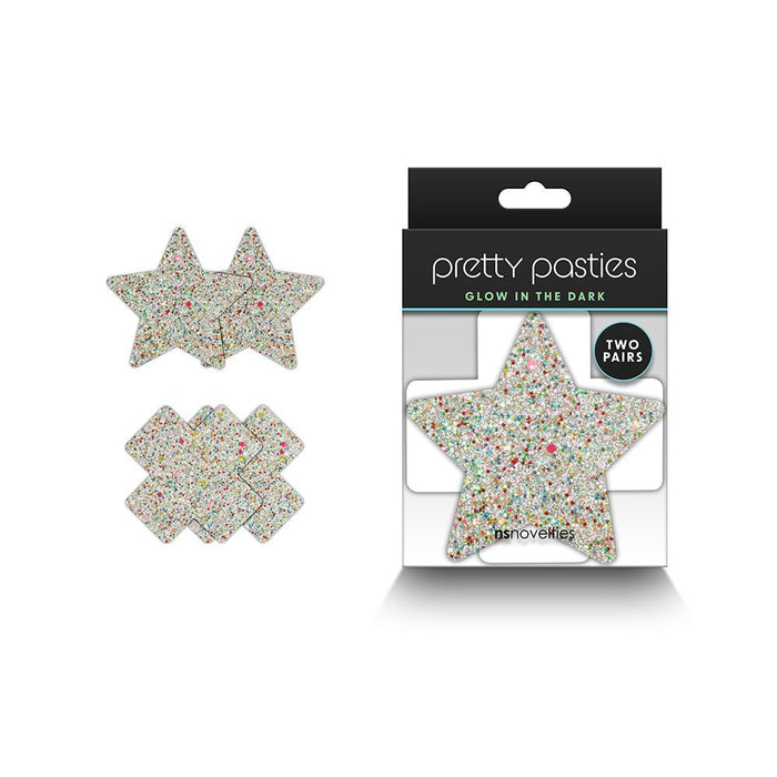 Pretty Pasties Star & Cross Glow 2 Pair - SexToy.com